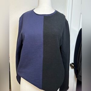 Goldie Linwinter Peruvian Cotton Colorblock Sweater - Black and Blue. Very comfy
